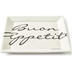 Riviera Maison Bord 26 cm - Buon Appetito Square Plate - Wit - Porselein