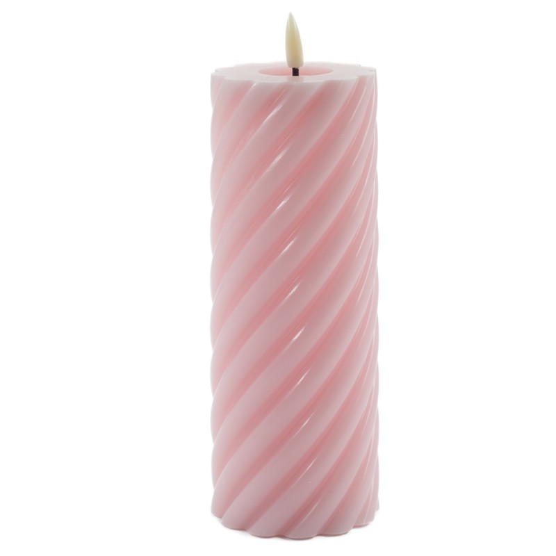 Mansion atmosphere swirl led kaars licht roze 20x7,5cm - 