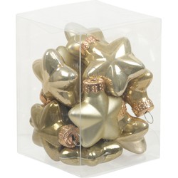 Othmar Decorations Kerstornamenten sterren - 12x st - goud/groen - 4 cm - glas - Kersthangers