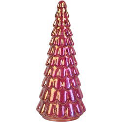 Clayre & Eef Kerstdecoratie Beeld Kerstboom Roze Glas