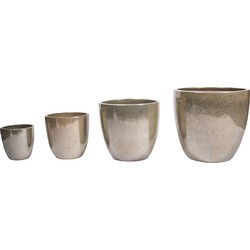 PTMD Bloempot Mindy - 44x44x42 cm - Keramiek - Parel - Set van 4