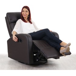 Cosmo Casa  TV Fauteuil - Premium - Relaxstoel schommelstoel met schommelfunctie - Draaibaar - Kunstleer bruin