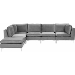 Beliani EVJA - Modulaire Sofa-Grijs-Fluweel