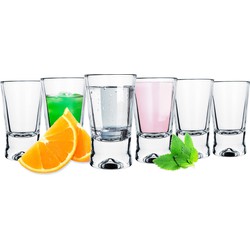 Glasmark Shotglaasjes/borrelglazen Krosno - transparant glas - 6x stuks - 25 ml - Drinkglazen