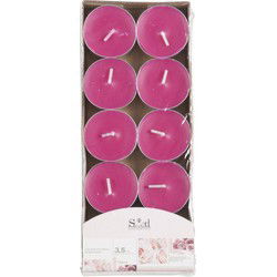 Geurtheelichtjes - 10x stuks - roos - roze - was/paraffine - 3,5 uur - geurkaarsen