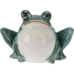Kikker beeldje - porselein - 12 cm - zittend - tuindecoratie - Beeldjes