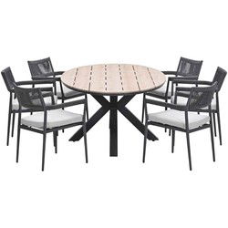 Garden Impressions Tineo tuinset 7-delig - Tulli tuintafel 220x115xH75 cm - light teak vironwood