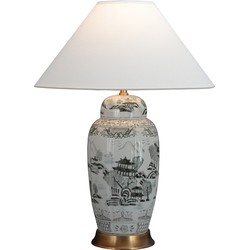 Fine Asianliving Chinese Table Lamp Porcelain with Lampshade White