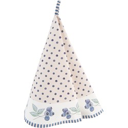 Clayre & Eef Theedoek  Ø 80 cm Beige Blauw Katoen Rond Bosbessen Keukenhanddoek