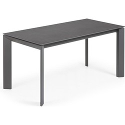 Kave Home - Axis uitschuifbare tafel van porselein en poten in donkergrijs, 160 (220) cm