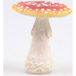 Decoratie tuinbeeldje paddenstoel - vliegenzwam - rood/wit - 11 x 12cm - Tuinbeelden