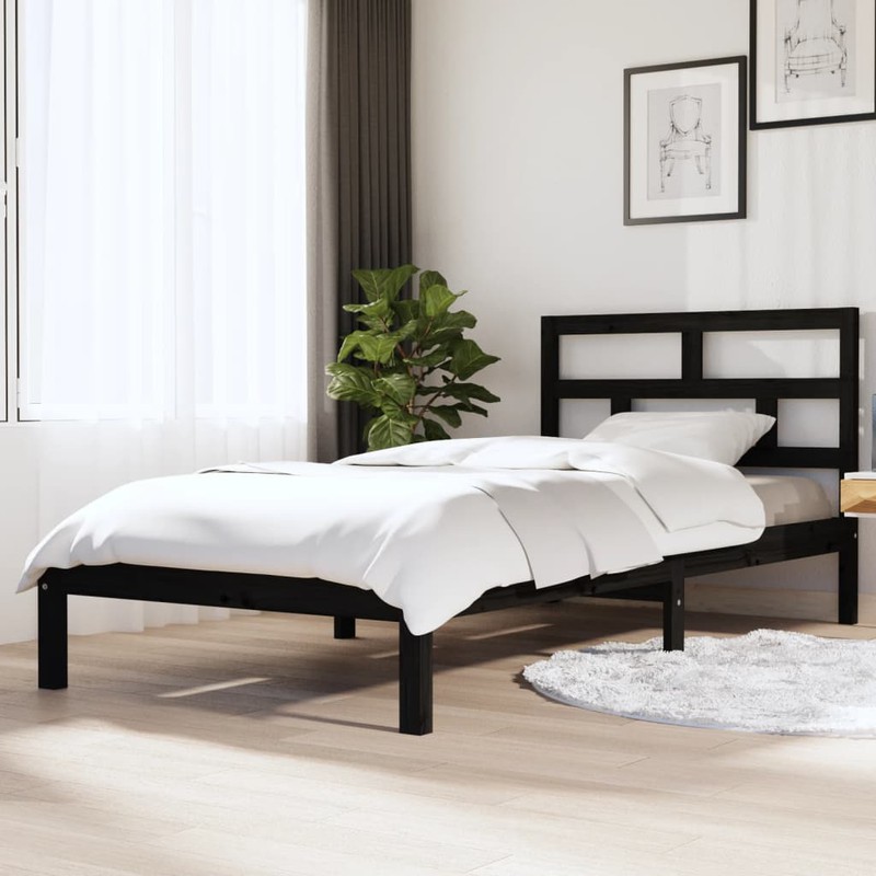 Prolenta Premium Bedframe massief grenenhout zwart 90x200 cm - 