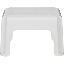 Whitefurze Keukenkrukje/opstapje - creme - kunststof - L38 x B29 x H24 - anti-slip - Huishoudkrukjes