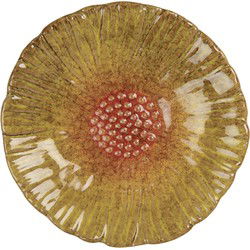 Clayre & Eef Decoratie schaal Bloem Ø 14x3 cm Geel Keramiek