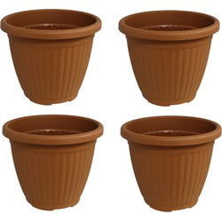 Bloempot Terra voor binnen & buiten - hoogwaardig kunststof - Ø 20 x H 16 cm - set 4 stuks
