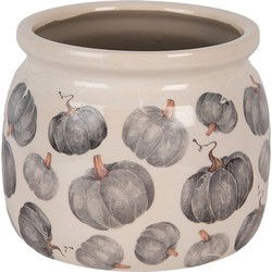 Clayre & Eef Bloempot Ø 16x13 cm Beige Grijs Keramiek Pompoen