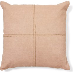 Kave Home - Kussenhoes Sulken van roze linnen met een beige stiksel 45 x 45 cm