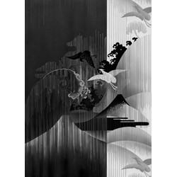 Sanders & Sanders fotobehang kunst zwart wit - 200 x 280 cm - 611973