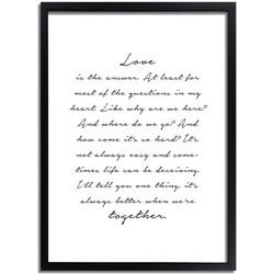 Love is the answer - Tekst poster - Wanddecoratie - Zwart wit poster