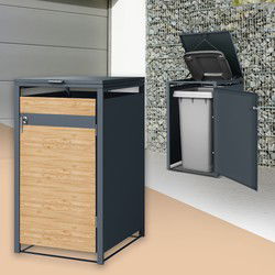 1 afvalbak tot 240L 68x80x116,3 cm gemaakt van staal in lariks look ML design