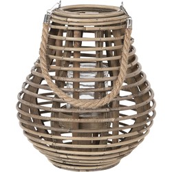 Clayre & Eef Windlicht  Ø 26x28 cm Bruin Hout Rond Kaarsenhouder