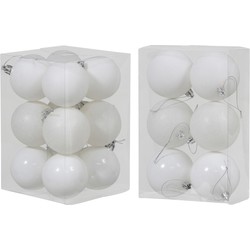 Kerstversiering set kerstballen wit 6 - 8 cm - pakket van 36x stuks - Kerstbal