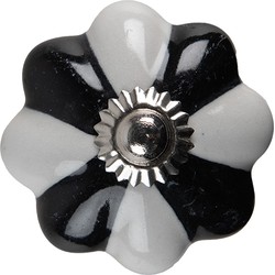 Clayre & Eef Deurknop  Ø 4 cm Zwart Wit Keramiek Meubelknop