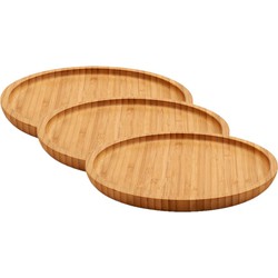 6x stuks bamboe houten broodplanken/serveerplanken/hamplanken rond 20 cm - Serveerplanken