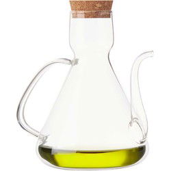 Vivalto Azijn/olie fles met schenktuit en kurk dop - borosilicaat glas - 750 ml - 18cm - Luxe versie - Olie- en azijnstellen