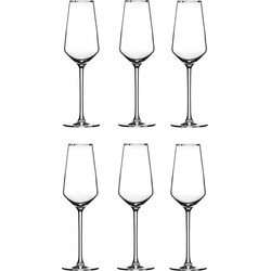 Alvito Champagneglazen set van 6 stuks - inhoud 21 cl - met Zilveren Rand