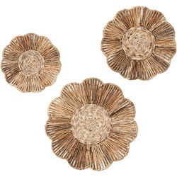 MUST Living Wall deco Flower, set of 3,Ø40x6 cm / Ø50x6 cm / Ø62x6 cm, abaca