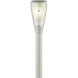 Solar tuinlamp/prikspot zilver op zonne-energie 32 cm - Prikspotjes