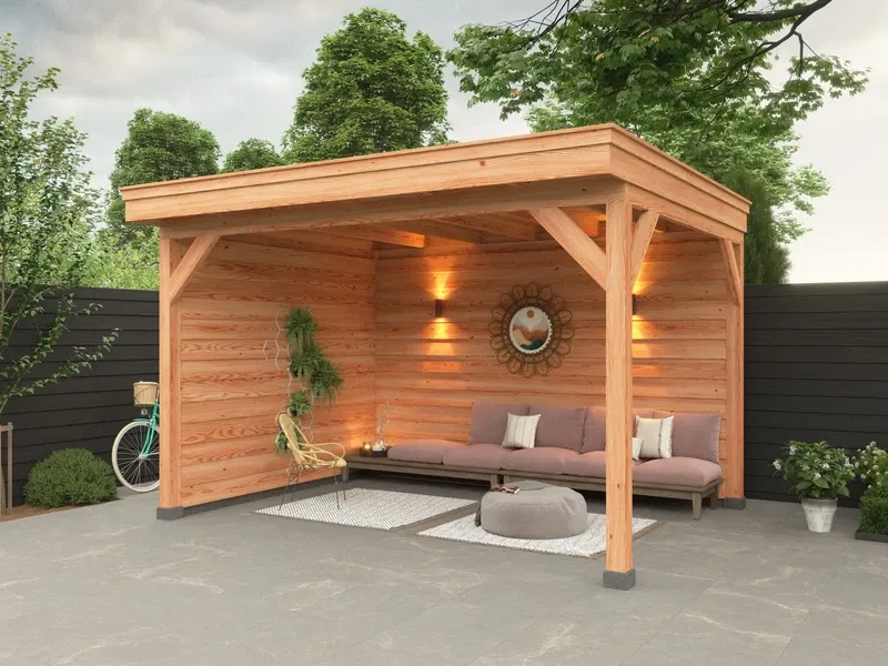 Douglas DIY overkapping, 400 x 300, met achterwand en zijwand, Westwood - 