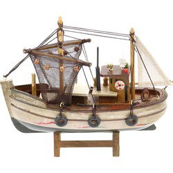 Vissersboot schaalmodel - Hout - 20 cm - Maritieme boten decoraties - Beeldjes