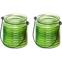 4x Geurkaarsen citroen anti muggen in groen glas - geurkaarsen