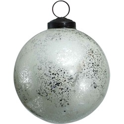 PTMD Snowy Kerstbal - H10 x Ø10 cm - Glas - Zilver