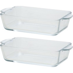 Rechthoekige glazen kleine ovenschaal - 1x - 500 ml - 16 x 11 x 4,5 cm - Ovenschalen