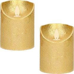 3x LED kaarsen/stompkaarsen goud met dansvlam 10 cm - LED kaarsen