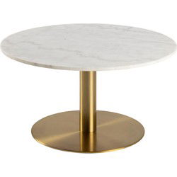 Salontafel - Wit Marmer/Goud - Ø80x45cm - Menno