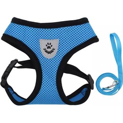 Zavelo® Honden Tuigje - Puppy en Kattentuigje - Hondenharnas - Reflecterend - Incl. Bijpassend Riempje - Blauw-Maat: L