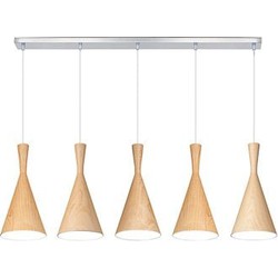 Hanglamp boven eettafel metaal hout E27x5 1,1m