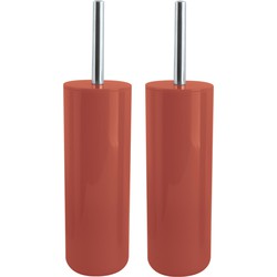 MSV Porto Toilet/wc - 2x - borstel in houder - kunststof - terracotta - 38 cm - Toiletborstels
