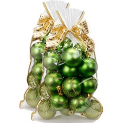40x stuks kunststof kerstballen groen mix 6 cm in giftbag - Kerstbal