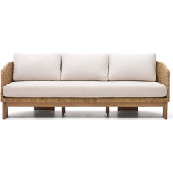 Kave Home - 3-zitsbank Xoriguer van synthetisch rotan en FSC 100% massief eucalyptushout 223 cm