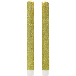 Kaarsen set van 6x stuks Led dinerkaarsen glitter goud 25,5 cm - LED kaarsen