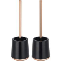 MSV Coruna Toilet/wc-borstel houder - 2x - kunststof - zwart/koper - 38 cm - Toiletborstels