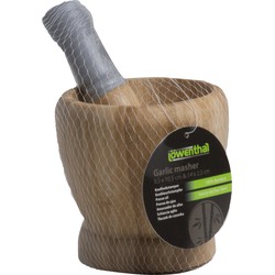 Bamboe houten vijzel met stamper D10 x H11 cm - Vijzel en mortier