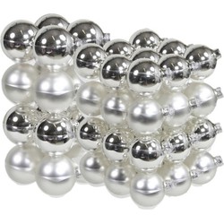 52x stuks glazen kerstballen zilver 6 en 8 cm mat/glans - Kerstbal