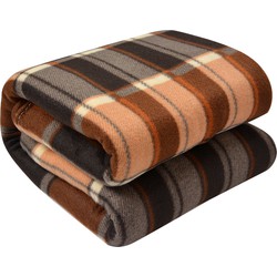 Clayre & Eef Plaid 180x200 cm Beige Bruin Polyester Ruiten Deken