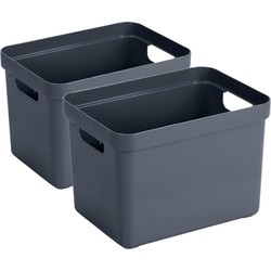 4x stuks donkerblauwe opbergboxen/opbergmanden 18 liter kunststof - Opbergbox